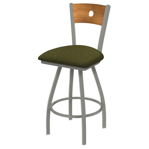 30" Swivel Counter Stool, SS Finish, Med Back, Graph Parrot Seat
